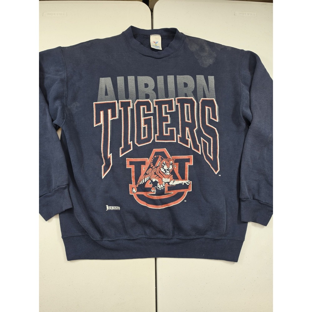 VTG Auburn University Tigers Jostens Sweatshirt USA Large Navy Blue 90s